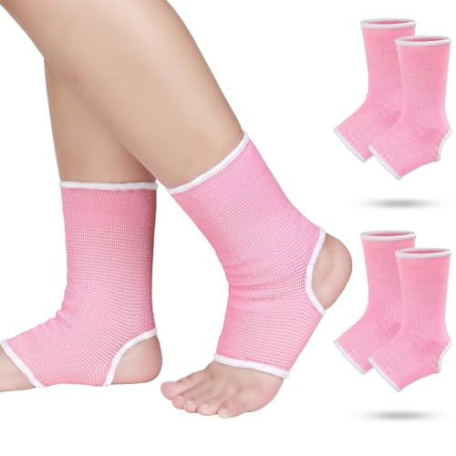Haysandy 4 Pcs Kids Ankle Brace Support, Pink, 5-10 Years