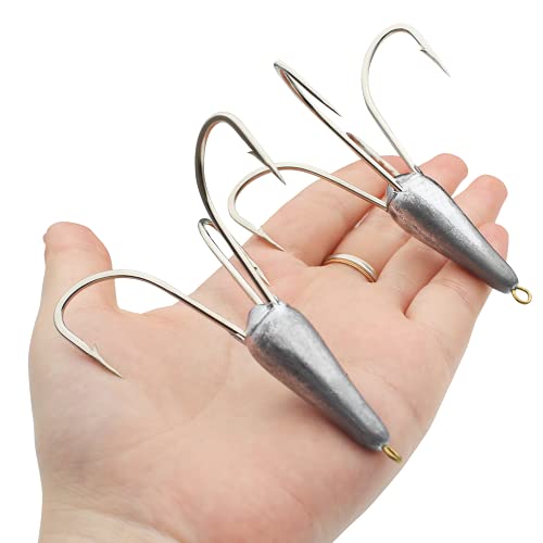 Weighted Treble Fishing Hooks - 1.05oz Three Claw & Four Claw