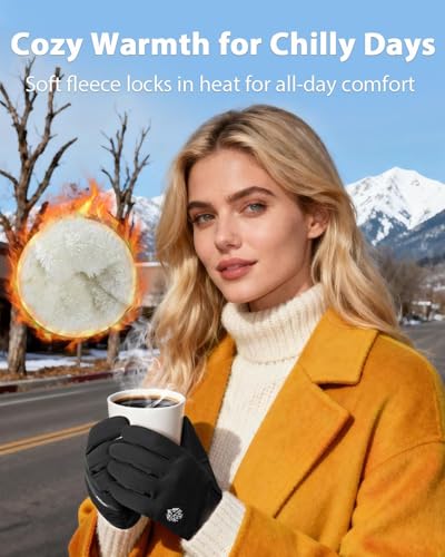 Thermal Plush Winter Gloves for Men & Women - Black, Small