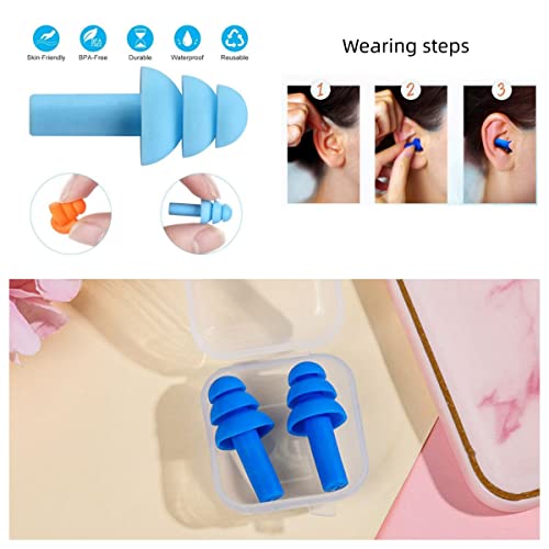 Reusable Silicone Swimming Earplugs - Waterproof Ear Protection (6 Pairs)