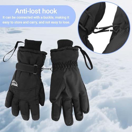 Men's Windproof Fleece Lined Ski Gloves - Black for Man