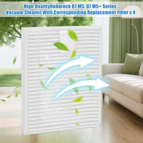 Replacement Filters For Roborock Q7 M5 / Q7 M5+ / Q7 L5 / Q7 L5+ Vacuum Cleaner HEPA Filter - Filter Household Cleaning Sweeper Filter, Filter Washable and Reusable (4Pcs White)