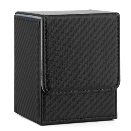 Trading Card Deck Box - Magnetic Storage Case for 110+ Sleeved Cards - Black