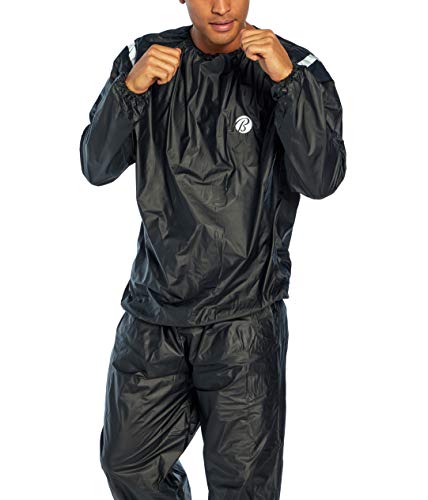 Men's Sauna Suit - Black, Large-X-Large | Increases Perspiration