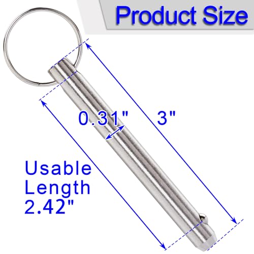 2 Pack Quick Release Pins 5/16 inch (8mm) Stainless Steel Marine Grade Fasteners