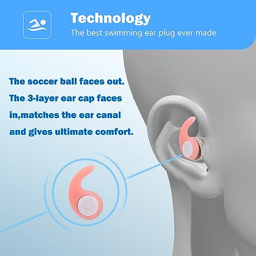 Kids Swimming Ear Plugs, 3 Pair Reusable Waterproof Silicone Earplugs