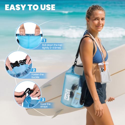 TILYMOL Waterproof Dry Bag for Kayaking, paddle boarding - Small, 5L