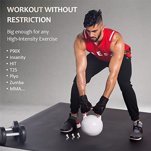Large Non-Slip Exercise Mat 6'x4' for Home Gym - Black Real
