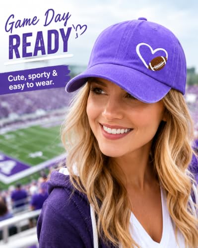 Football Heart Adjustable Baseball Cap - Unisex Embroidered Hat