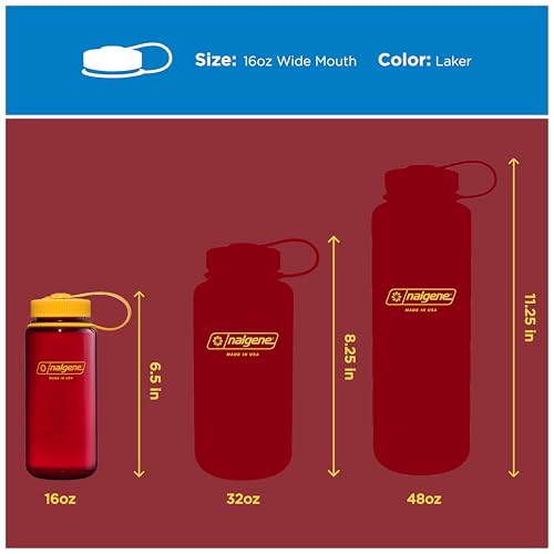 Nalgene 16 oz Wide Mouth Water Bottle - Laker Edition, Durable BPA-Free Hydration