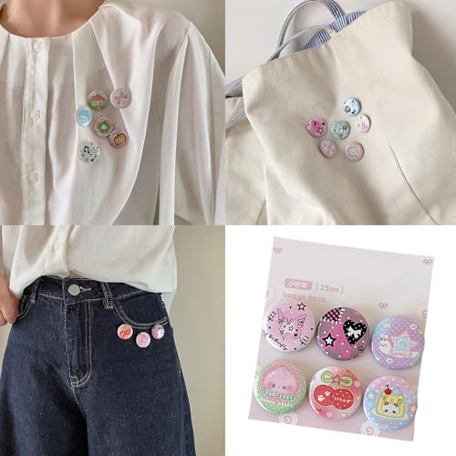 Cartoon Metal Badge Pins - 6 Pcs Decorative Lapel Pins - 8.5x7.5cm
