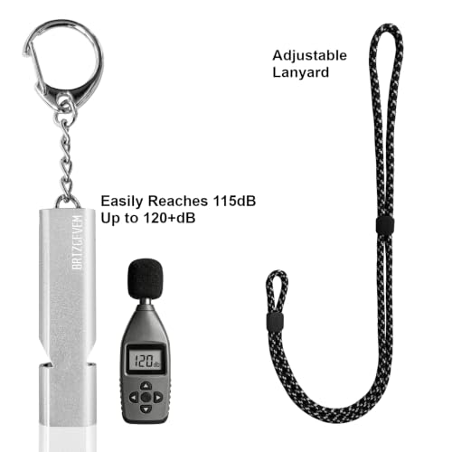 120dB Aluminum Emergency Survival Whistle - 4 Pack Silver