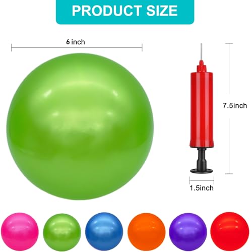 Green 6-Inch Inflatable Bouncy Balls Set of 6 for Kids Indoor & Outdoor Play