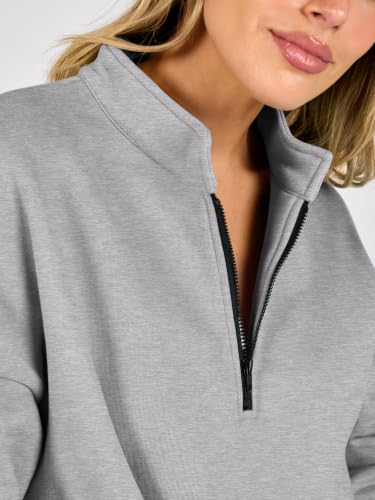 Oversized Quarter Zip Pullover Sweatshirt - Medium Grey