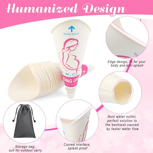 20 Pack Disposable Female Urinal Funnels for Travel - Stand Pee Cup