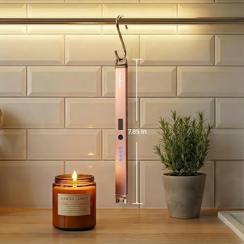 Electric Candle Lighter, USB Rechargeable Flameless Arc Lighter - Rose Gold