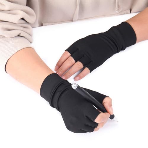 Arthritis Compression Gloves for Pain Relief - Fingerless Black - Medium