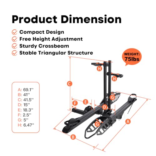 Heavy Duty Electric Bike Rack for 2 Bikes - 200 lbs Capacity