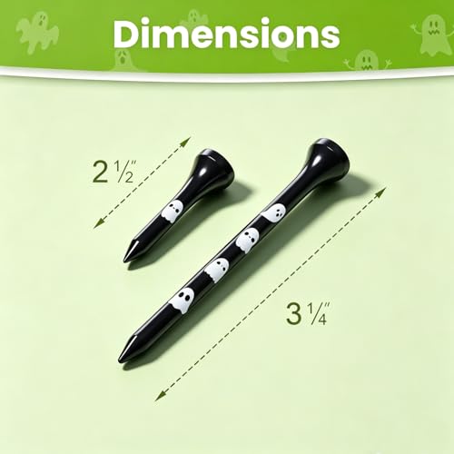 Cute Ghost Golf Tees - 20 Pack Black Novelty Golf Accessories
