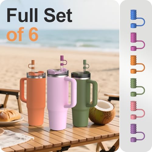 Silicone Straw Covers for 10mm Tumbler Straws - 6 Pack - Multicolor