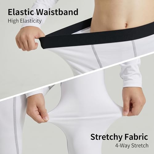Thermal Compression Base Layer Leggings for Kids - White