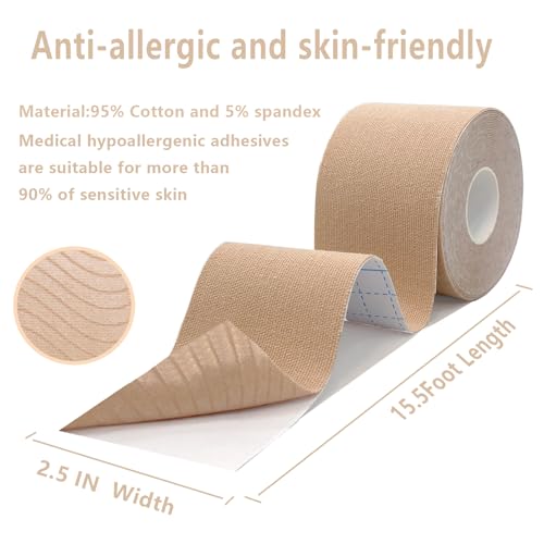 Kinesiology Tape - 2" x 16.4 ft Uncut Athletic Tape, Beige - 1 Count