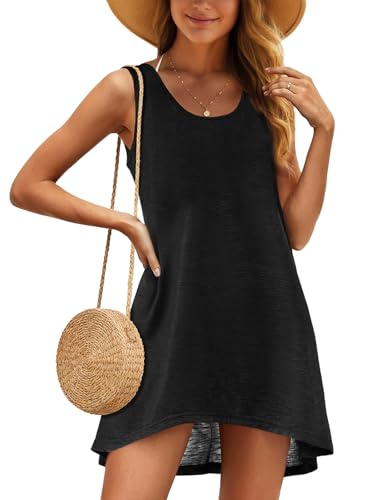 Bikini Cover Up for Women - Sleeveless Beach Swimsuit - Large Black