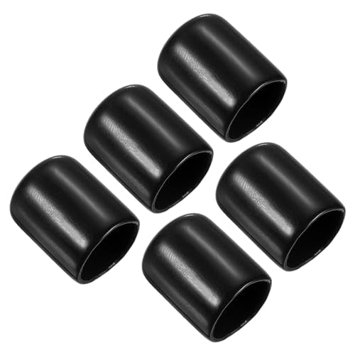 Billiard Cue Tip Protectors - 14mm Rubber Sleeve Covers, 5 Pack - Black