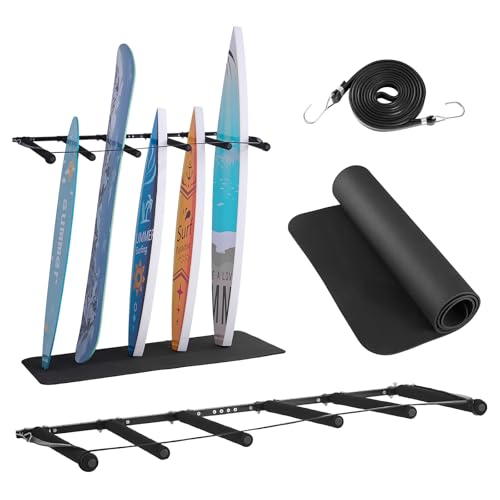 VEVOR Surfboard Wall Rack 6 Arms Vertical Paddle Board Holder with Rubber Cushions
