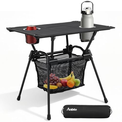 Anbte Ultralight Portable Camping Table with Cup Holders - 3.2 lb Compact Foldable Outdoor Table