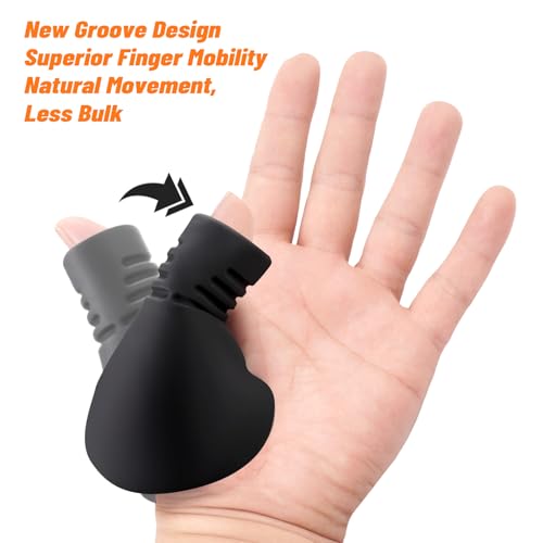 Baseball Catcher Thumb Guard - Grooved Silicone Protector - Black Large