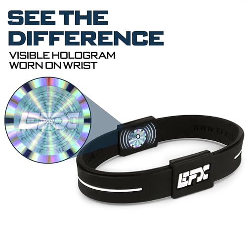 Balance Bracelet - Silicone Wristband for Athletes & Seniors - Black/Blue, L (8 Inch)