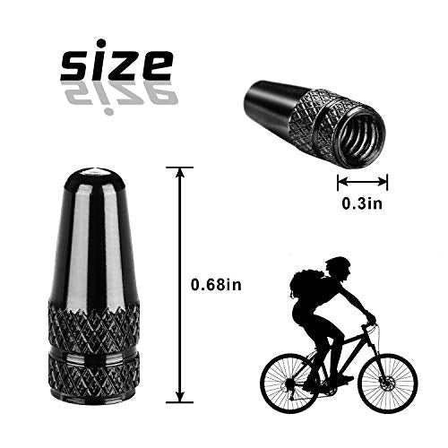 Aluminum Presta Valve Stem Caps for Road & MTB Bikes - Black (4 Pack)