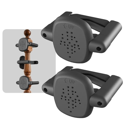 Baby Gate Banister Adapter, 2Pcs Applied to Mesh & Iron Gates, Fit Square/Round Railings, No-Drilling Mounting Stair Banister Protector, Black