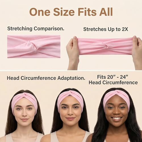 Stretchy Sport Headbands - 4 Pack Soft Knotted for Yoga & Workout
