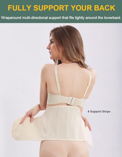 Abdominal Binder Post Surgery - Breathable Belly Band for Women, Back Support - Black, XX-Large