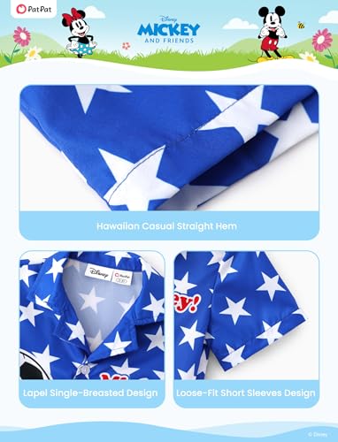 Boys Hawaiian Shirt with Disney Characters - Mickey Mouse Blue, 8-9Y