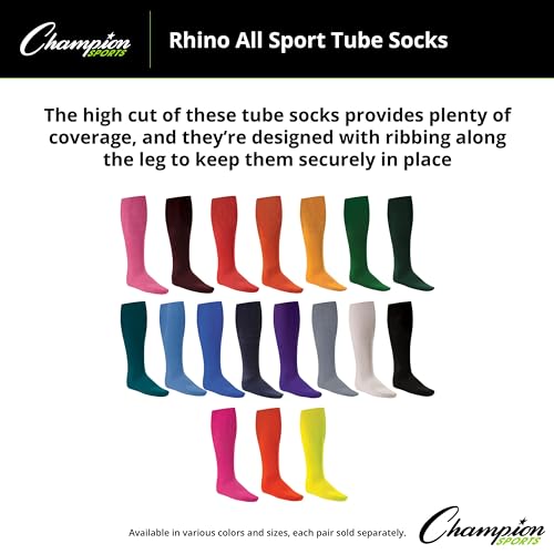 Rhino Over-the-Calf Athletic Socks - Knee High Sports Gear - Neon Pink, Large