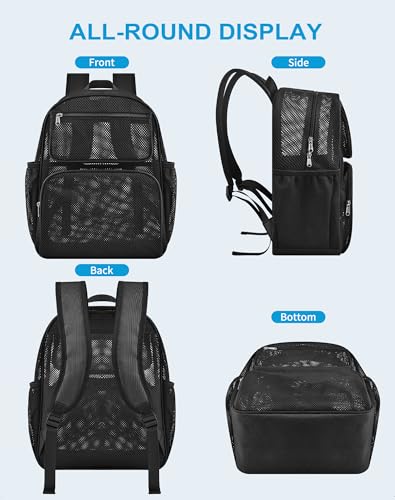 Heavy Duty Mesh Backpack - Transparent Beach & Pool Bag