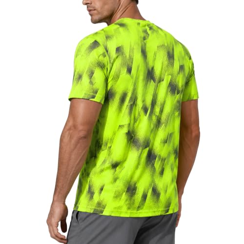 Zengjo Quick Dry Men’s Athletic T-Shirt - Neon Green, Medium, Moisture Wicking