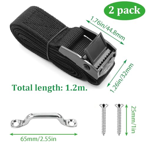 2 PCS 1" x 4ft Battery Tie Down Strap kit,Battery Hold with Stainless