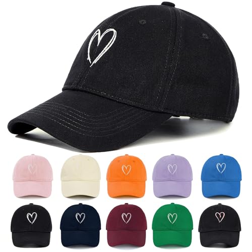 Zando Women's Heart Embroidered Baseball Cap, Low-Profile Dad Hat