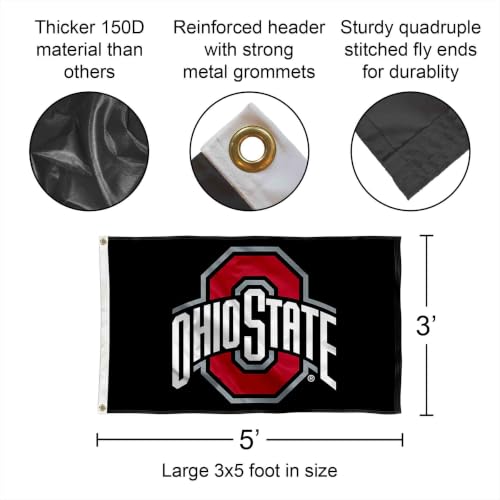 Ohio State Buckeyes 3x5 ft Flag - Durable Polyester with Grommets