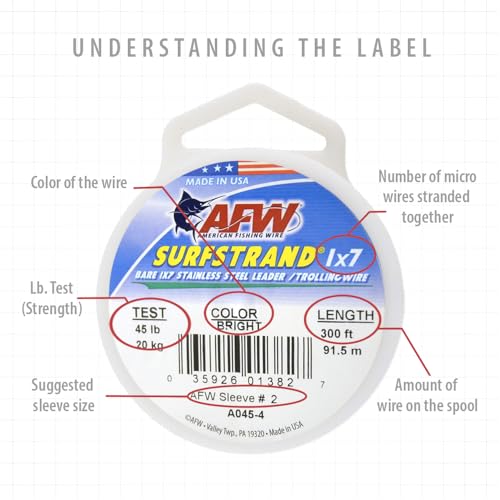 Fishing Leader Wire - 1x7 Stainless Steel, 40 lb Test, Camo, 30 ft