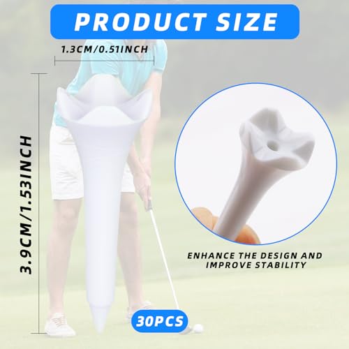 30-Pack 4-Prong Golf Tees - Durable Plastic Short Tees for Stable Performance