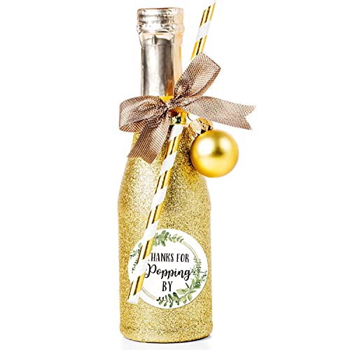 Thanks for Popping By Stickers - 2-Inch Greenery Favor Labels, 50-Pack