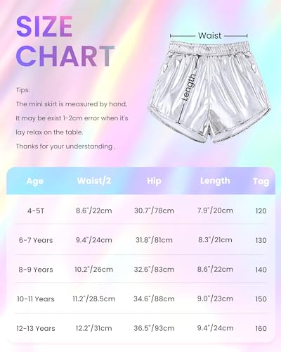 Metallic Sparkly Dance Shorts for Girls - Gold, 12-13 Years