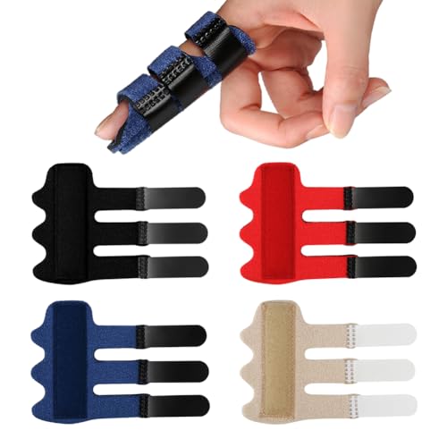 Finger Splints for Pain Relief - Adjustable 4-Pack with Straps - Multi