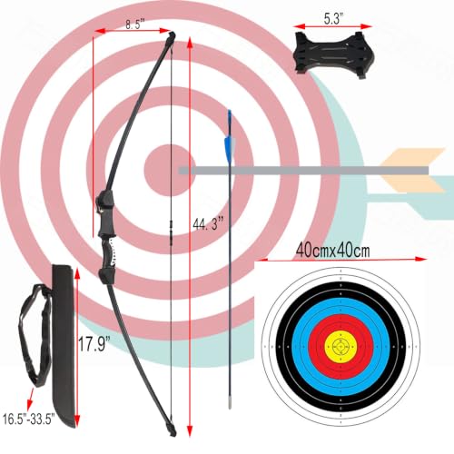 45-Inch Youth Bow and Arrow Set for Kids & Teens - Beginner Kit with 9 Arrows & Targets