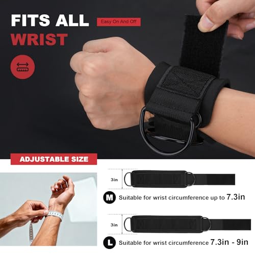 Wrist Straps for Cable Machines - Neoprene Padded - Black / M